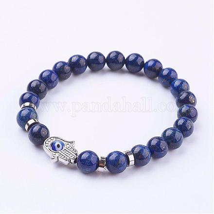 Bracelets extensibles en lapis-lazuli naturel (teints) BJEW-JB03146-03-1