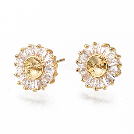 Brass Micro Pave Clear Cubic Zirconia Earring Findings X-KK-S356-130G-NF-1