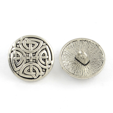 Tibetan Style Half Round Alloy Shank Buttons TIBE-Q044-05AS-RS-1