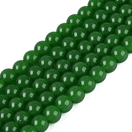 Abalorios de vidrio jade de imitación hebras GLAA-T032-J6mm-09-1