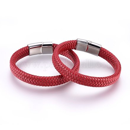 Braided Leather Cord Bracelets BJEW-F349-19P-1