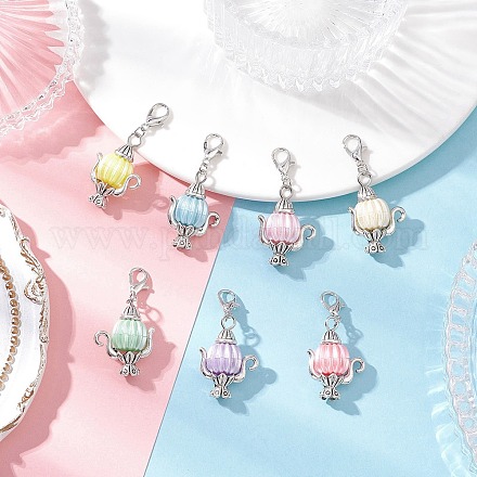 Подвеска-чайник из искусственного акрилового жемчуга и сплава HJEW-JM03981-1