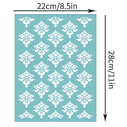 OLYCRAFT Self-Adhesive Silk Screen Printing Stencil Reusable Pattern Stencils Flower Pattern for Painting on Wood Fabric T-Shirt Wall Chalkboards Wood Ceramic Home Decorations (28x22cm) - #06 DIY-WH0173-047-06-1