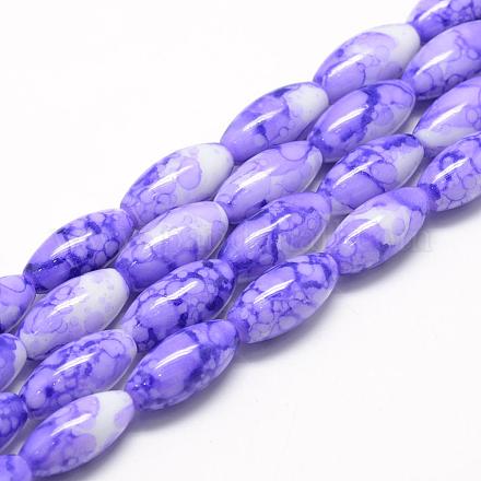 Baking Painted Glass Beads Strands DGLA-S115-22x10mm-S51-1