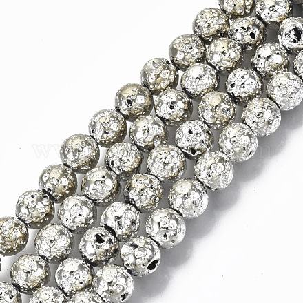 Electroplated Natural Lava Rock Beads Strands G-S352-30B-05-1