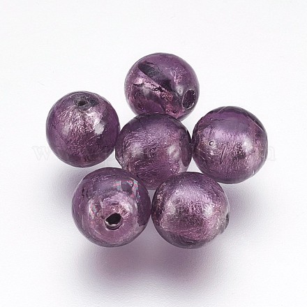 Perles vernissées de feuille en argent manuelles LAMP-J089-P12-1