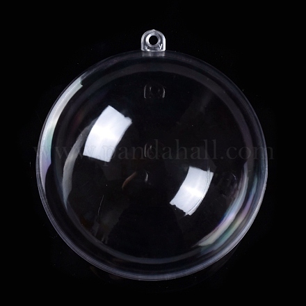 開閉可能な透明なプラスチックペンダント  充填可能なプラスチック安物の宝石クリスマス飾り  ラウンド  透明  9.8x9cm  穴：4mm  インナーサイズ：8.8センチメートル CON-K007-06F-1