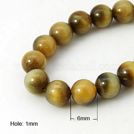 Chapelets de perles d'œil de tigre naturel G-G099-6mm-9-1