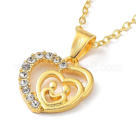Alloy with Clear Cubic Zirconia Pendant Necklace for Women NJEW-G107-02G-1