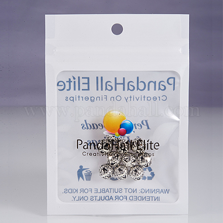 Laiton ronde millésime perles en filigrane creuse KK-PH0004-21AS-FF-1