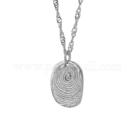 Strukturierte ovale Halsketten aus Edelstahl QQ8734-2-1
