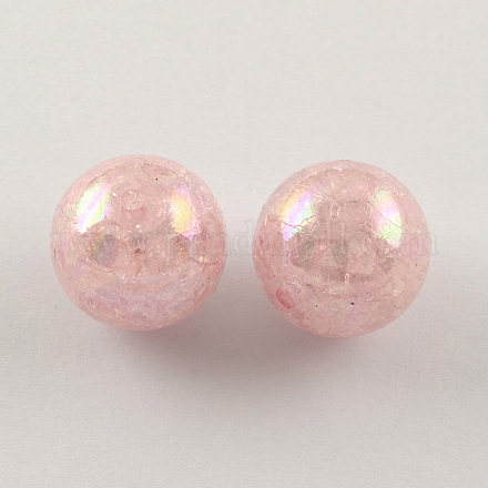 Couleur ab crépitement transparente acrylique perles rondes CACR-S006-01-1