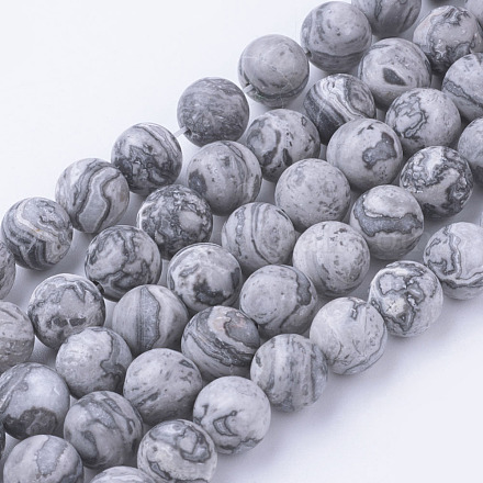 Chapelets de perles en pierre de carte/pierre picasso/picasso jasper naturelles  G-G735-27F-8mm-1