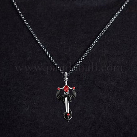 Ожерелья с подвеской в виде меча из сплава и нержавеющей стали 201 и страз в виде динозавра для мужчин FS-WGFE8C1-02-1