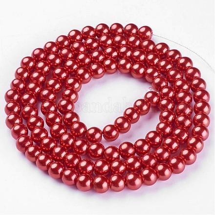 Round Glass Pearl Beads Strands JPS8MMY-48-1