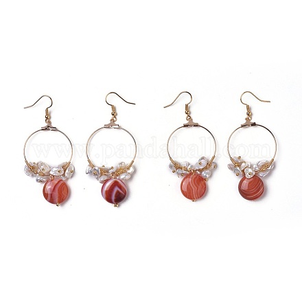 Orecchini pendenti con perle di chip pearl EJEW-L218-06-1