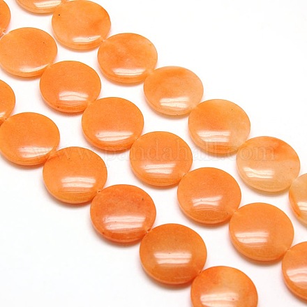 Natural Flat Round Red Aventurine Beads Strands G-L245-06A-1