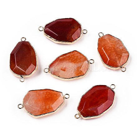 Соединители звеньев натурального агата с треском G-Q498-06-1