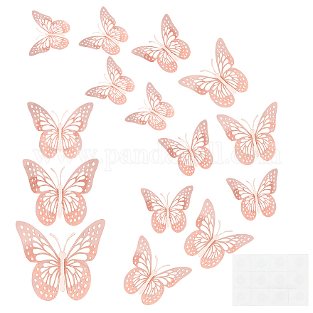 Superfindings 4 set 3d papillon papier miroir stickers muraux DIY-FH0002-96-1