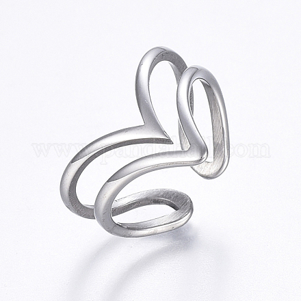 Hollow 304 Stainless Steel Cuff Finger Rings RJEW-H126-46P-17mm-1