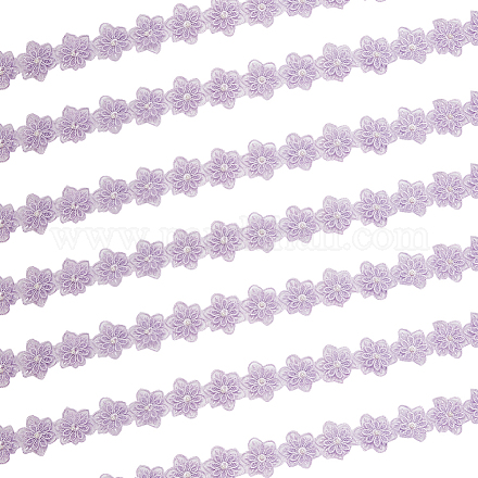 OLYCRAFT 5Yards Embroidered Flower Lace Pearl Trim Lilac Pearl Lace Ribbon Vintage Edging Trimmings Embroidered Applique Sewing Craft for Sewing Craft Wedding Dress Embellishment OCOR-WH0071-022B-1