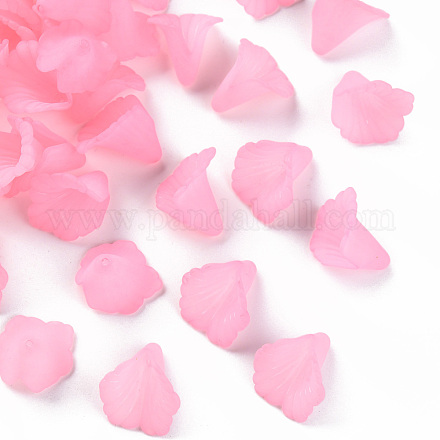 透明なアクリルビーズキャップ  朝顔ビーズ  艶消し  花  ピンク  18x18x17mm  穴：1.5mm  約700個/500g PL551-C10-1