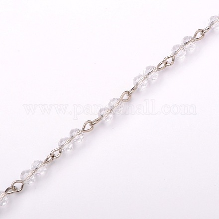 Handmade Round Glass Beads Chains for Necklaces Bracelets Making AJEW-JB00057-01-1