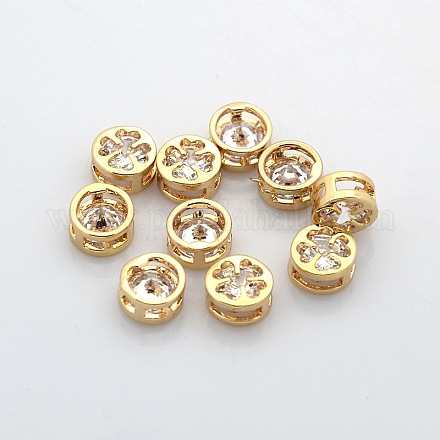 Vere perle di strass in ottone placcato oro 18k KK-J199-01G-1