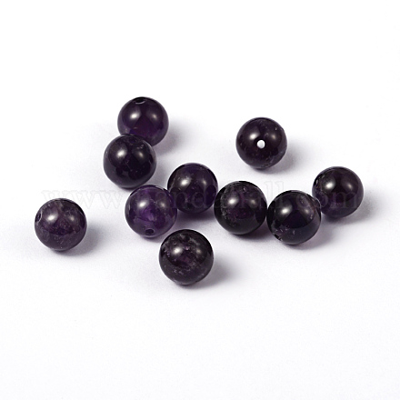 Natürliche Amethyst runde Perlen X-G-P072-48-8mm-1