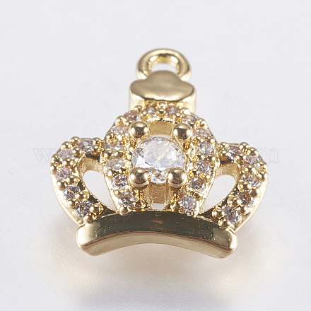 Brass Micro Pave Cubic Zirconia Charms KK-F737-21G-RS-1