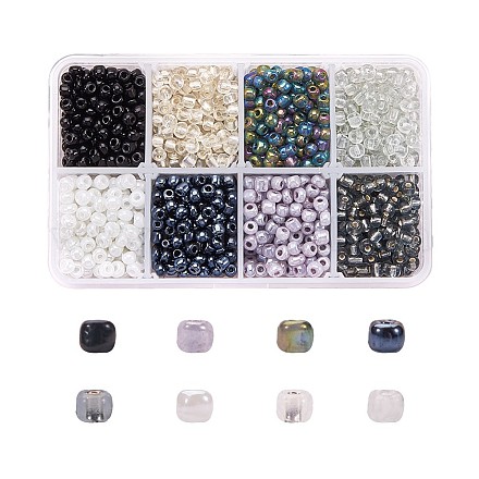 1 caja 6/0 perlas de vidrio semillas redondas perlas separadoras sueltas SEED-X0050-4mm-08-1