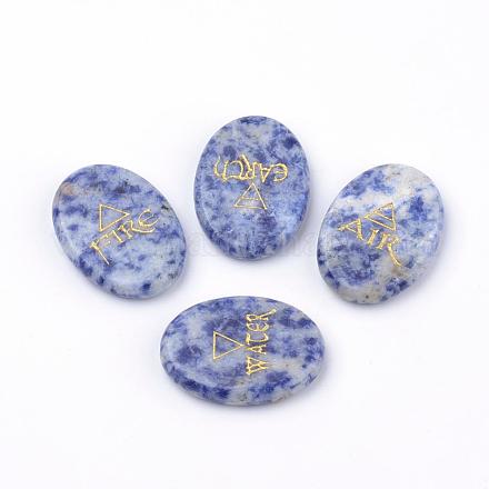 Perles de jaspe tache bleue naturelle G-R443-05C-1