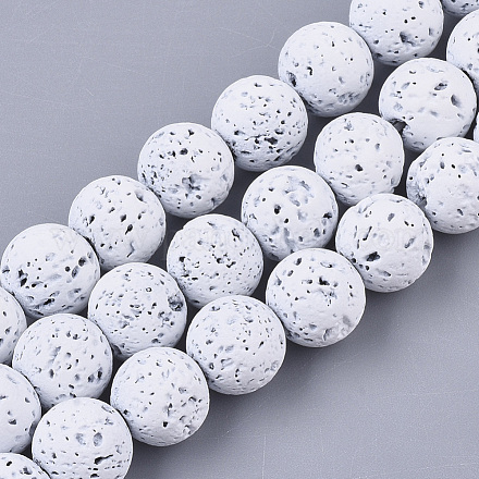Spray Painted Natural Lava Rock Beads Strands G-N0324-B-10-1