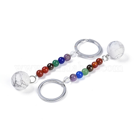 Брелок из натурального хаулита с круглыми бусинами G-H076-01P-11-1