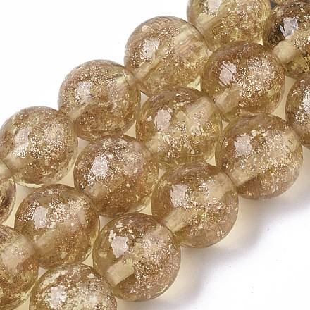 Handmade Gold Sand Lampwork Beads Strands LAMP-T007-06I-1