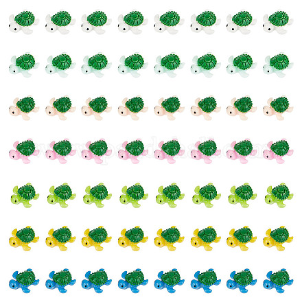 56 шт. 7-х цветные кабошоны из непрозрачной смолы с изображением морских животных RESI-NB0002-05-1