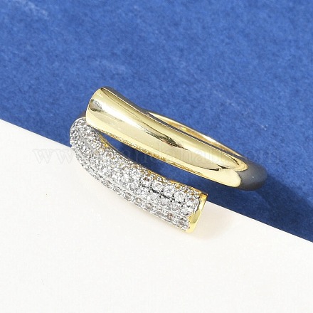 Открытое кольцо-манжета из латуни с микропаве из кубического циркония для женщин RJEW-F177-03GP-03-1