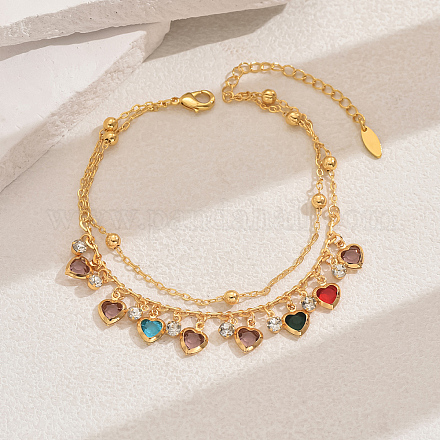 Модные винтажные пляжные браслеты для ног из латуни с кубическим цирконием ED6281-2-1