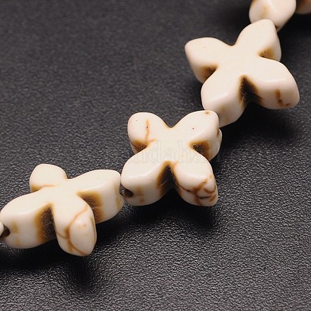 Teints turquoise synthétique croix perles brin X-G-P083-86H-1