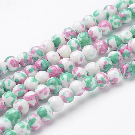 Chapelets de perles en jade de océan blanc synthétique G-J350-6mm-06-1