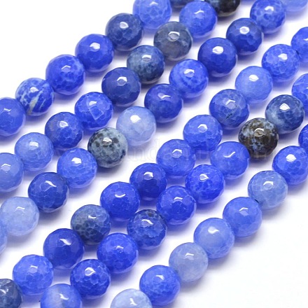 Dyed Natural Agate Faceted Round Beads Strands G-E267-11-1