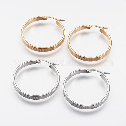 304 Stainless Steel Hoop Earrings BJEW-N0039-04-1