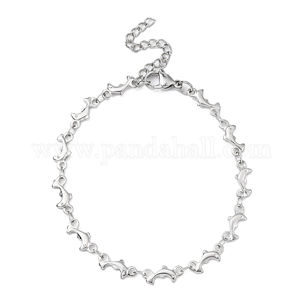 304 bracelet chaîne maille dauphin en acier inoxydable BJEW-JB09893-1