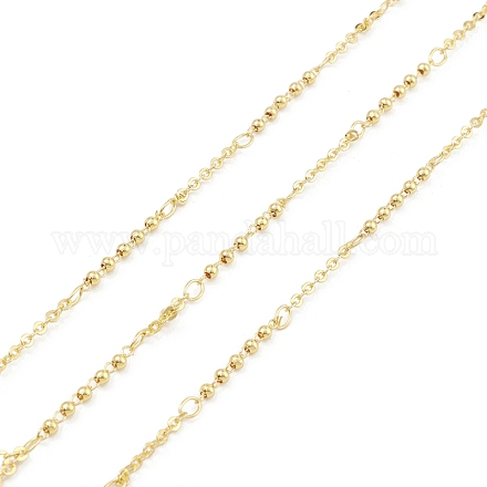 Brass Round Beaded Link Chains CHC-M025-20G-1