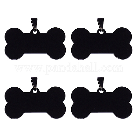 Wholesale UNICRAFTALE 4Pcs Light Black Blank Dog Tags 304 Stainless Steel  Stamping Blanks Pendants Dog Bone Charms 3x6mm Hole Sublimation Dog Tags  Pendant 22x40mm Metal Charms Pet Tags for Jewelry Making 