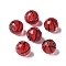 Handmade Transparent Lampwork Beads, Round with Stripe, FireBrick, 10mm, Hole: 1.4mm