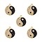 5Pcs Rack Plating Brass Micro Pave Clear & Black Cubic Zirconia Pendants, Long-Lasting Plated, Cadmium Free & Lead Free, Flat Round with Yin-yang, Real 18K Gold Plated, 20.5x18x2.5mm, Hole: 3.6mm