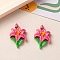 Opaque Resin Cabochons, Flower, Deep Pink, 35x24mm