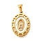 Golden 304 Stainless Steel Pendants, with Shell, Hollow Oval with Heart, Letter H, 23x16.5x2mm, Hole: 5.5x3mm