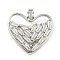 Rack Plating Brass Micro Pave Cubic Zirconia Pendants, Cadmium Free & Lead, Heart, Platinum, 23x23x3mm, Hole: 4x2.5mm